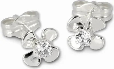 Produktbild von SilberDream Ohrstecker für Damen 925 Silber weiß Blume Ohrringe 6mm SDO508W