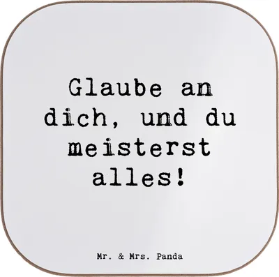 Produktbild von Mr. & Mrs. Panda Tischuntersetzer Spruch Stolpersteine im Alltag meistern - Weiß - Geschenk, gläseruntersetzer, Coaster, Mut, Vertrauem, Lebensfreude, Tischschoner, Trost