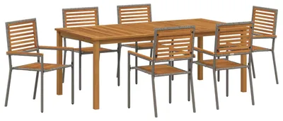 Immagine prodotto di vidaXL Set da pranzo da giardino, 7 pezzi, grigio, legno massello di acacia