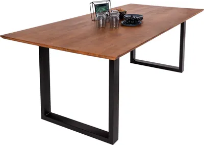 Produktbild von Esstisch 240x100cm Akazie massiv nussbaumfarben schweizer Kante U-Gestell ATLANTA