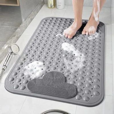 Image de Tapis de douche antidérapant 70 x 40 cm, gris, lavable en machine