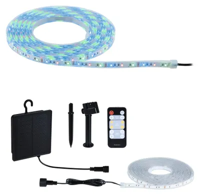 Produktbild von Paulmann Solar-LED-Streifen inkl. Fernbedienung, 5 m, IP44, 3,2 W, 22 lm/m, 60 LEDs/m, RGB
