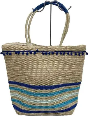 Produktbild von Strandtasche - blau gestreift - ca. 35 x 13 x 42 cm