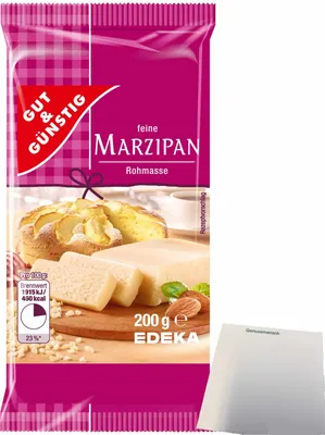 Produktbild von Gut & Günstig Marzipanrohmasse zum Backen und Naschen (200g Packung) + usy Block