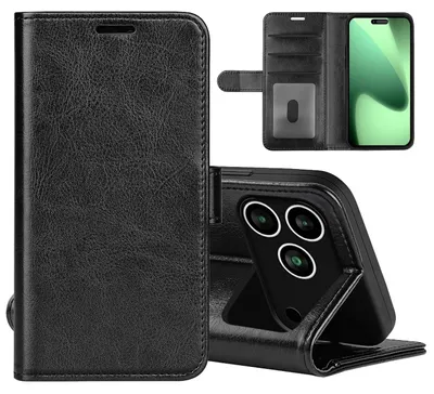 Productafbeelding van MobyDefend Hoesje - Geschikt voor iPhone 18 Pro Max - Wallet Book Case (Sluiting Achterkant) - Zwart