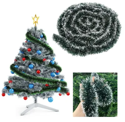 Produktbild von Weihnachtsgirlande 10m Grün/Weiß Tannengirlande mit Frostspitzen für Innen & Außen