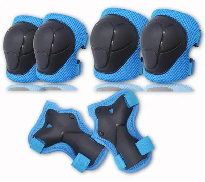 Produktbild von Kinder Rollschuh Schutzset Sechs Teilig Blau, Sporthelm Mit Knie Ellbogenschützern, Für Inlineskaten Skateboard Radfahren