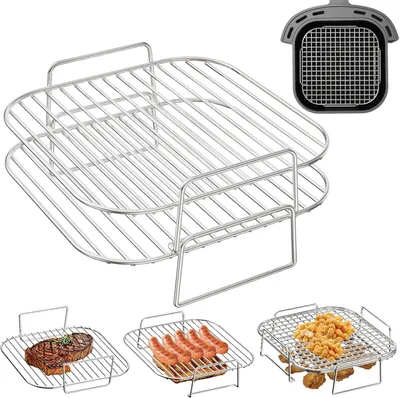 Productafbeelding van Grillrooster voor airfryer, 2 stuks, roestvrij staal, 20,5 cm, voor keuken