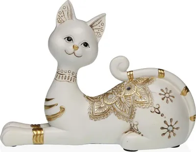 Image de Figurine décorative Versa Blanc Chat 5,5 X 14,5 X 20 CM