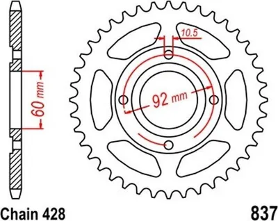 Zdjęcie produktu dla Zębatka 39 Z skok 428 do YAMAHA RD 200 DX 78-81 Tylna zębatka