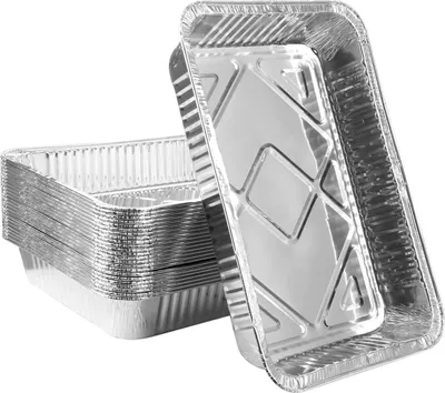 Produktbild von 30 Stück Backbleche aus Aluminiumfolie, 31 x 21 x 5 cm Einweg Bräter Backofen Gefrierfach Kochen Backen Grillpfannen zum Party-Essen servieren
