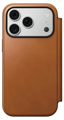 Productafbeelding van Telefoonkoffer met klep voor iPhone 18 Pro / 17 Pro, Nomad Modern Leather Folio, Horween-serie, lichtbruin