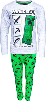 Produktbild von Schlafanzug Minecraft Creeper Grau 140 cm