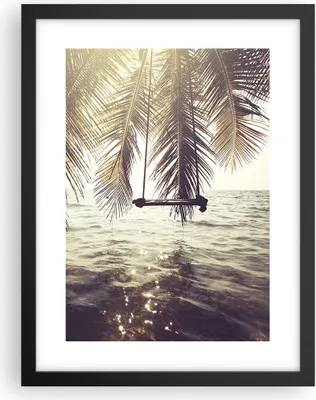 Produktbild von Gerahmtes Poster - Schwarzer Rahmen - Meer Palme Wasser - 30x40 cm - Wand Bild - Wanddeko - Wandbilder - Kunstposter - Wandposter - Bilderrahmen - Bilder - Kunstdruck - Wandbild - P2BPA30x40-3634