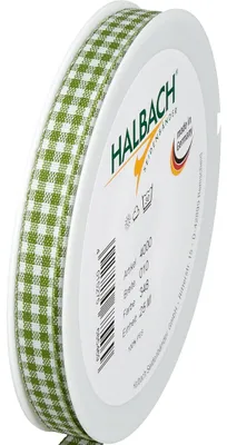 Geruites Band 10 mm x 25 m, mosgroen, Polyester