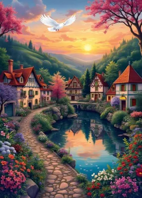 Image de Alipson Puzzle Legespiel Le village au bord du lac - 500 Teile