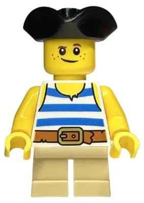 Produktbild von LEGO Minifigur Child - Boy, White Tank Top with Blue Stripes, Tan (twn464)