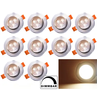 Image de karpal 10 LED Spot encastrable orientable 230V Spot encastrable 3W Ampoule blanc chaud Set de 10 spots de plafond
