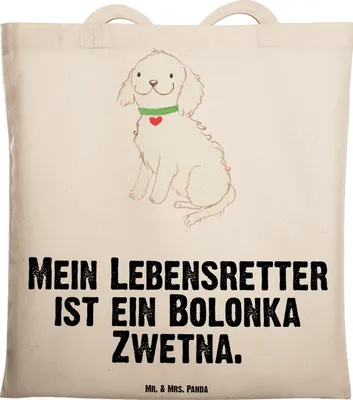 Produktbild von Mr. & Mrs. Panda Tote Bag Bolonka Zwetna Lebensretter - Transparent - Geschenk, Einkaufstasche, Tasche, Uni, Shopping, Jutebeutel, Tsvetnaya