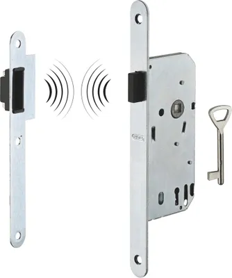 Image de Serrure encastrable magnétique à clé pour porte de chambre, axe 40mm, bouts ronds - THIRARD