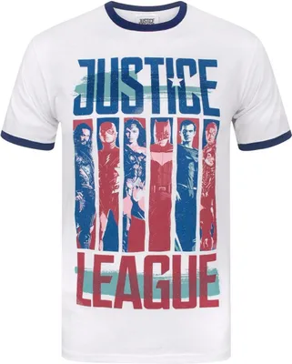Produktbild von Justice League Herren Charakter Strips Ringer T-Shirt NS4414 (S) (Weiß)
