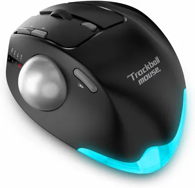 Immagine prodotto di Mouse trackball wireless - Mouse ergonomica - Comfortevole da usare - Controllo tramite pollice - 4800 DPI - Colore: nero