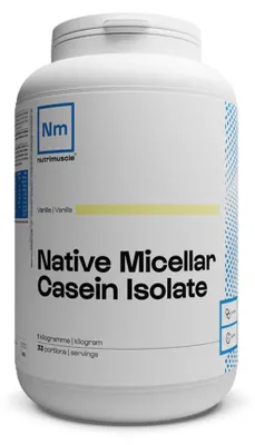 Image de Caséines - Nutrimuscle - Native micellar casein isolate 92% (1kg) - Saveur Vanille