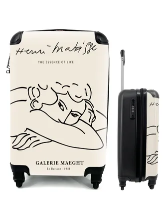 Produktbild von MuchoWow® Koffer Handgepäck Trolley Rollkoffer Kleine Reisekoffer mit 4 Rollen - Matisse - Frau - Porträt - Strichzeichnung - Cabin Size < 55x40x23 cm & 55x40x20 cm - Fotokoffer - Kabinenkoffer - Boardgepäck - Reise-Box - Reisekoffer - Reisegepäck - Koffer mit Bild - Trolley für Kinder