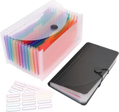 Zdjęcie produktu dla Uquelic organizer 13 przegródek na dokumenty plastikowy czarny przezroczysty 2