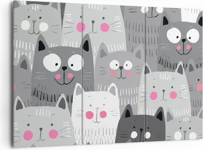 Produktbild von Bild auf Leinwand - Leinwandbild - Kittys Tiere Illustration - 165x110cm - Wand Bild - Wanddeko - Leinwanddruck - Bilder - Kunstdruck - Wanddekoration - Leinwand bilder - Wandkunst - CE165x110-2890