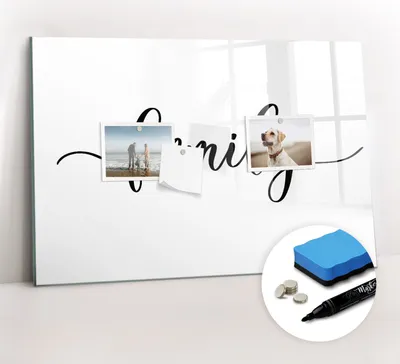 Produktbild von Magnetpinnwand Memoboard - Zubehörsatz - Schwarzer Marker + Schwamm + Magnete - 60 x 40 cm - Familieninschrift