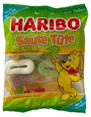 Produktbild von HARIBO Saure Tüte, Fruchtgummi, teilweise mit Schaumzucker 175g