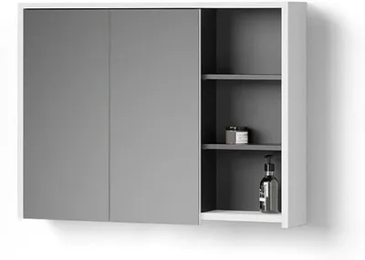 Produktbild von Badspiegelschrank Vomano, Weiß/Anthrazit, 100 x 75 cm