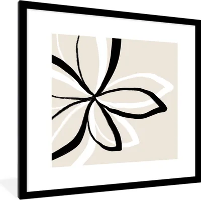 Produktbild von MuchoWow® Gerahmtes Poster Blumen - Abstrakt - Minimalismus 40x40 cm - Poster mit Schwarzem Bilderrahmen Wandposter Rahmen Foto Bilder - Poster - Plakat im Rahmen