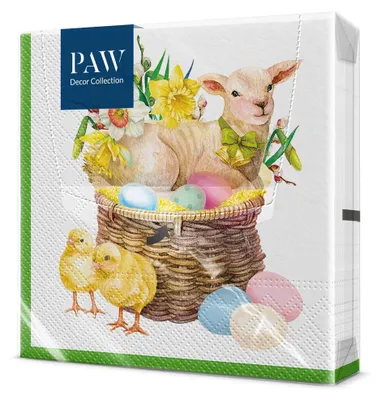 Produktbild von PAW Servietten 33 x 33 cm, 20 Stück - Lämmchenkorb