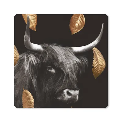 Produktbild von MuchoWow® Mauspad Mousepad Schottischer Highlander - Gold - Schwarz - Weiß 30x30 cm - Mousepads - Maus Mat - Pad - Mausunterlage - Gaming