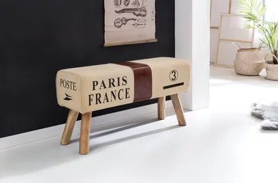 Produktbild von Design Turnbock Sitzbank CANVAS Braun 91 x 30 x 50 cm |