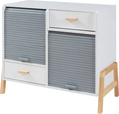 Obrázok produktu pre Príborník 'Kvaefjord' 72x80x40 cm s dvomi tambur dverami biela/sivá