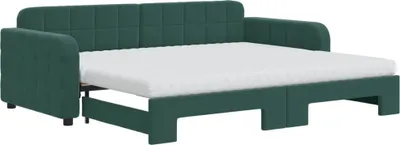 Image de vidaXL Lit de jour extensible avec matelas Vert foncé 90x200 cm Velours
