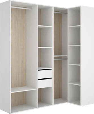 Image de Onyok - Grande Armoire, 183x205 cm Blanc, 2 Tiroirs