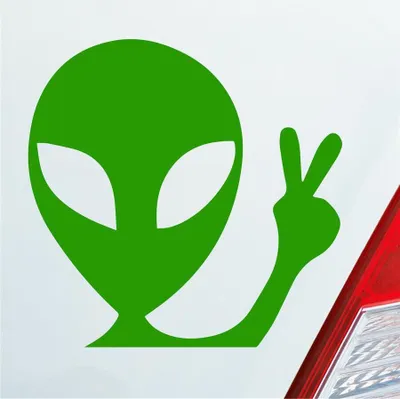 Produktbild von Auto Aufkleber Alien Außerirdischer Peace Winken Tuning 10x10 cm Hellgrün Sticker Heckscheibenaufkleber