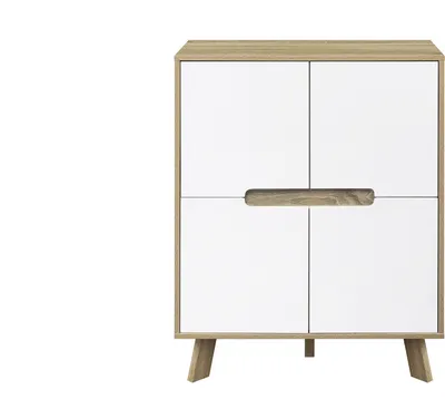 Produktbild von Möbilia Kommode | 4 Türen | Spanplatte + MDF lackiert | natur - weiß | B 80 x T 40 x H 102 cm | 27020001 | Serie KOMMODE