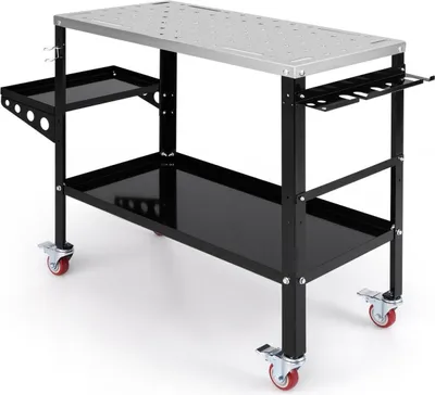 Obrázok produktu pre Mobilný zvárací stôl s otvormi φ 1,6 cm a stojanom na náradie a 8 otvormi na náradie