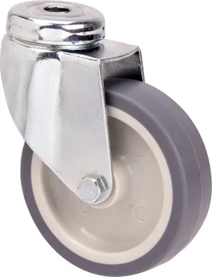 Obrázek produktu pro Gumové otočné kolečko s hladkou osou a otvorem, šedé, maximální nosnost 60 kg, ø 8 cm