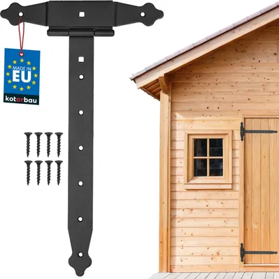 Produktbild von KOTARBAU® Kreuzgehänge 350 mm Ladenband Scharnier Band Platte Baubeschlag Torbeschlag Holzverbindung Werfgehänge T-Scharnier T-Band Pulverbeschichtet