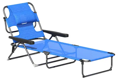 Produktbild von Sonnenliege Gartenliegen Relaxliege, klappbar, wetterbeständig, 194 cm x 72 cm x 31 cm, Schwarz + Dunkelblau