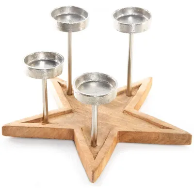 Produktbild von Kerzenhalter Gestell für 4 Kerzen - aus Holz & Metall