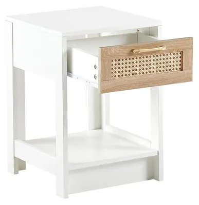 Produktbild von Nachttisch, modernes Design, multifunktionale Aufbewahrung, 40 x 40 x 55 cm, Natürlich und Weiß