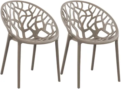 Produktbild von CLP 2er Set Gartenstühle Hope mit Lehne stapelbar wetterfest UV-beständig bis 150 kg taupe