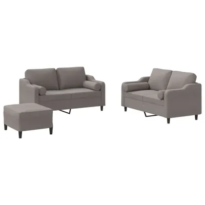 Image de vidaXL Ensemble de canapés 3 pièces avec coussins Tissu Taupe